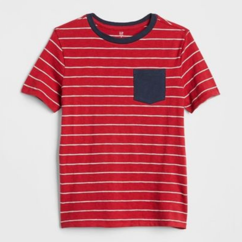 💥ISO💥 Gap kids red stripe tshirt navy pocket